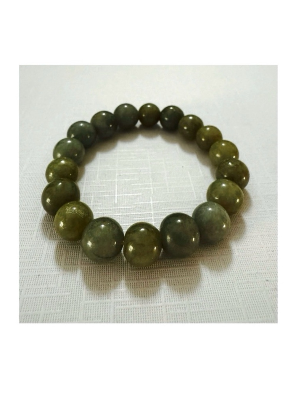 🆕 Natural Polished Jadeite Green 10mm Stone Beaded Stretch Bracelet